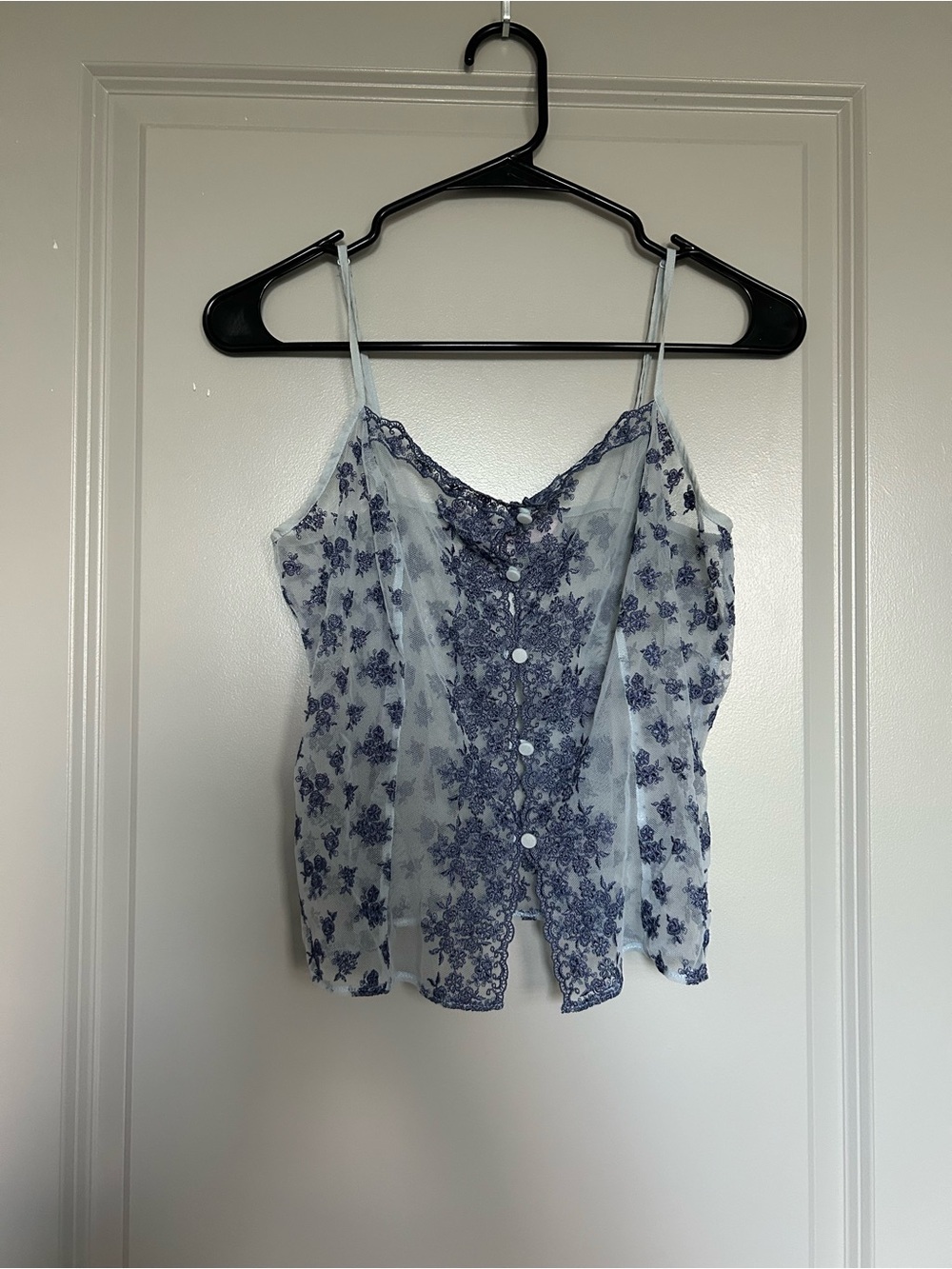 Victoria's Secret Light Blue Floral Lace-Trim Camisole